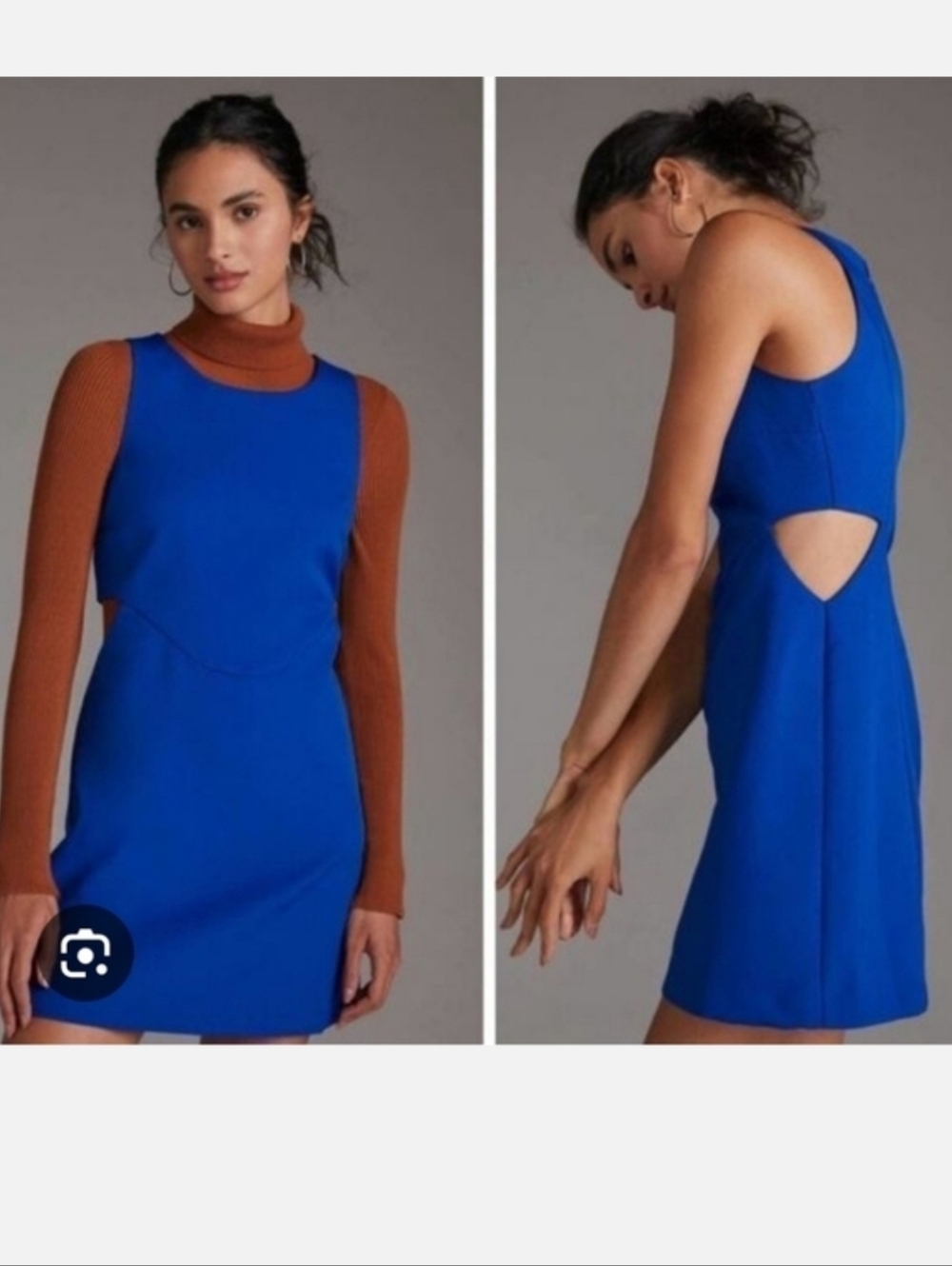 NWOT Mare Mare ΓAnthropologie Royal Blue Cut-Out Shift Dress Sz Large